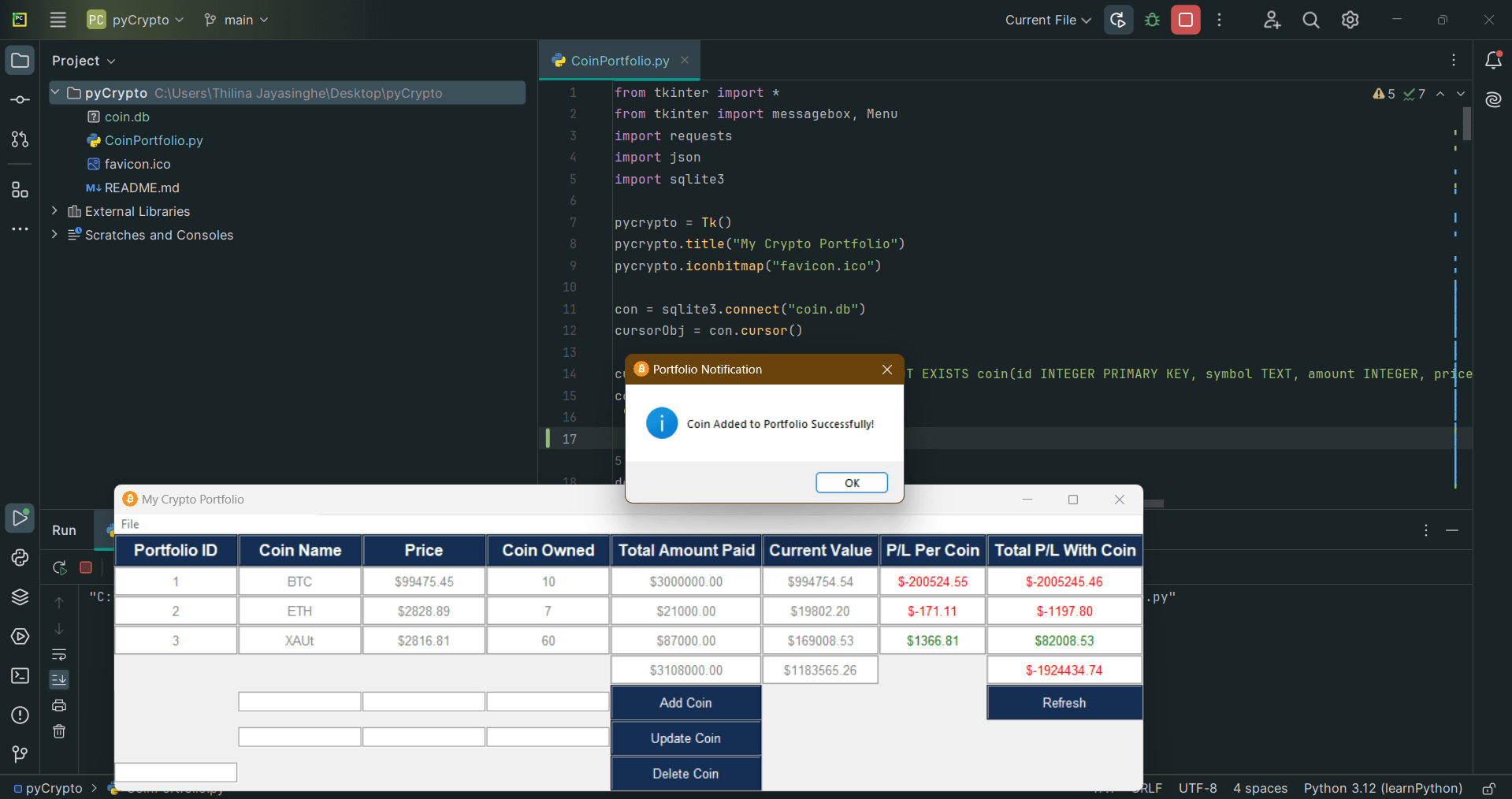 Cryptocurrency Portfolio